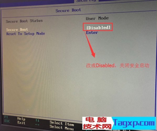 Secure Boot回车设置成Disabled