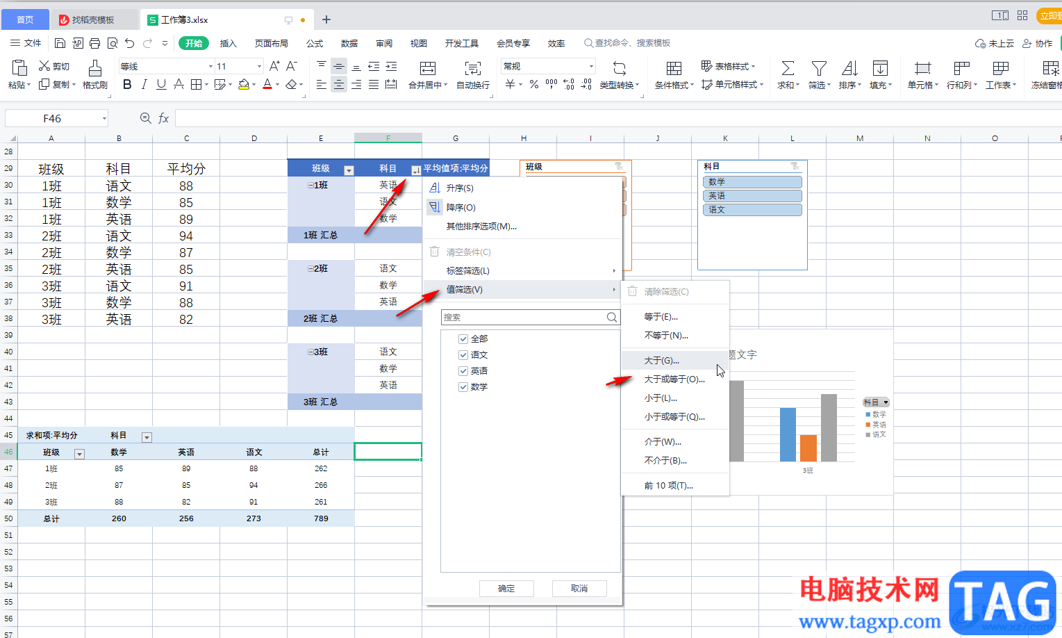 WPS表格中对数据透视表进行筛选操作的方法教程