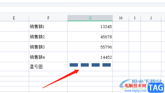 wps表格设置迷你盈亏图的教程