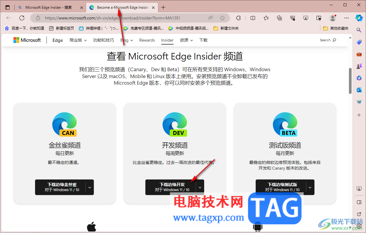 edge浏览器安装dev开发版本的方法