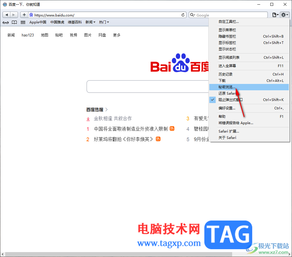 safari浏览器进行私密浏览网页的方法