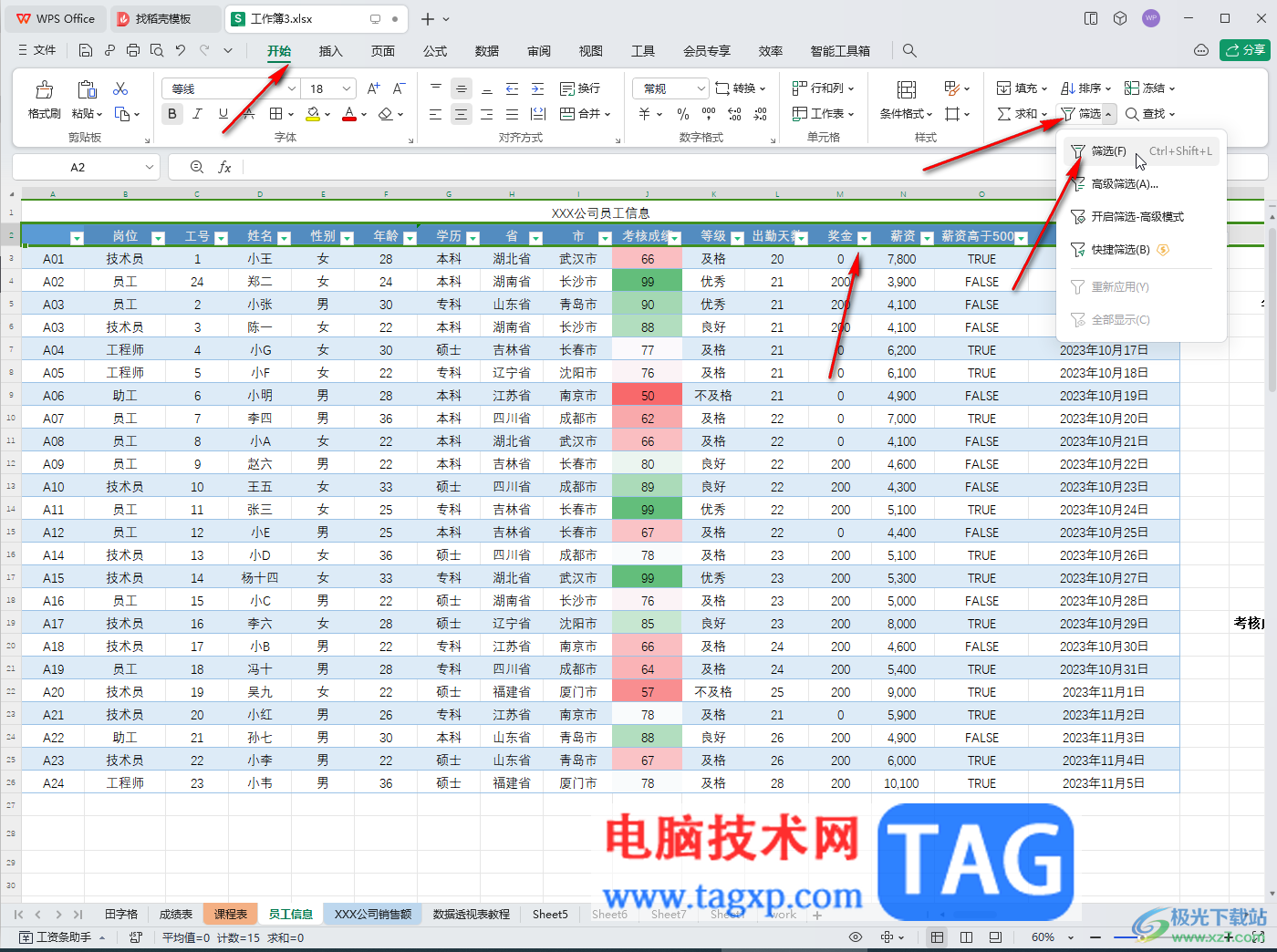 WPS表格电脑版按颜色筛选的方法教程