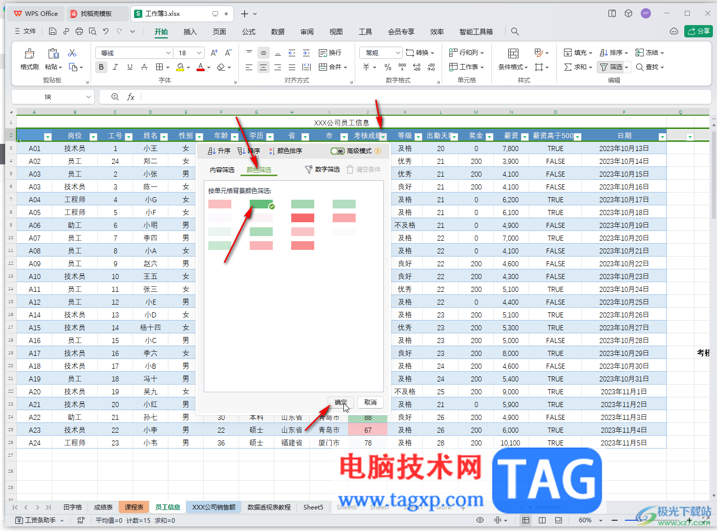 WPS表格电脑版按颜色筛选的方法教程