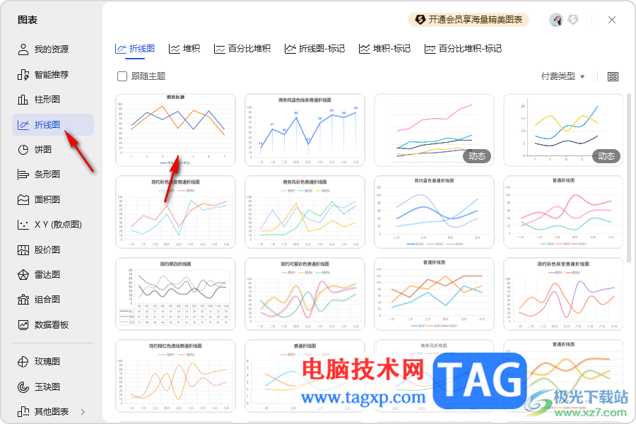 WPS表格制作无刻度线的折线图的方法